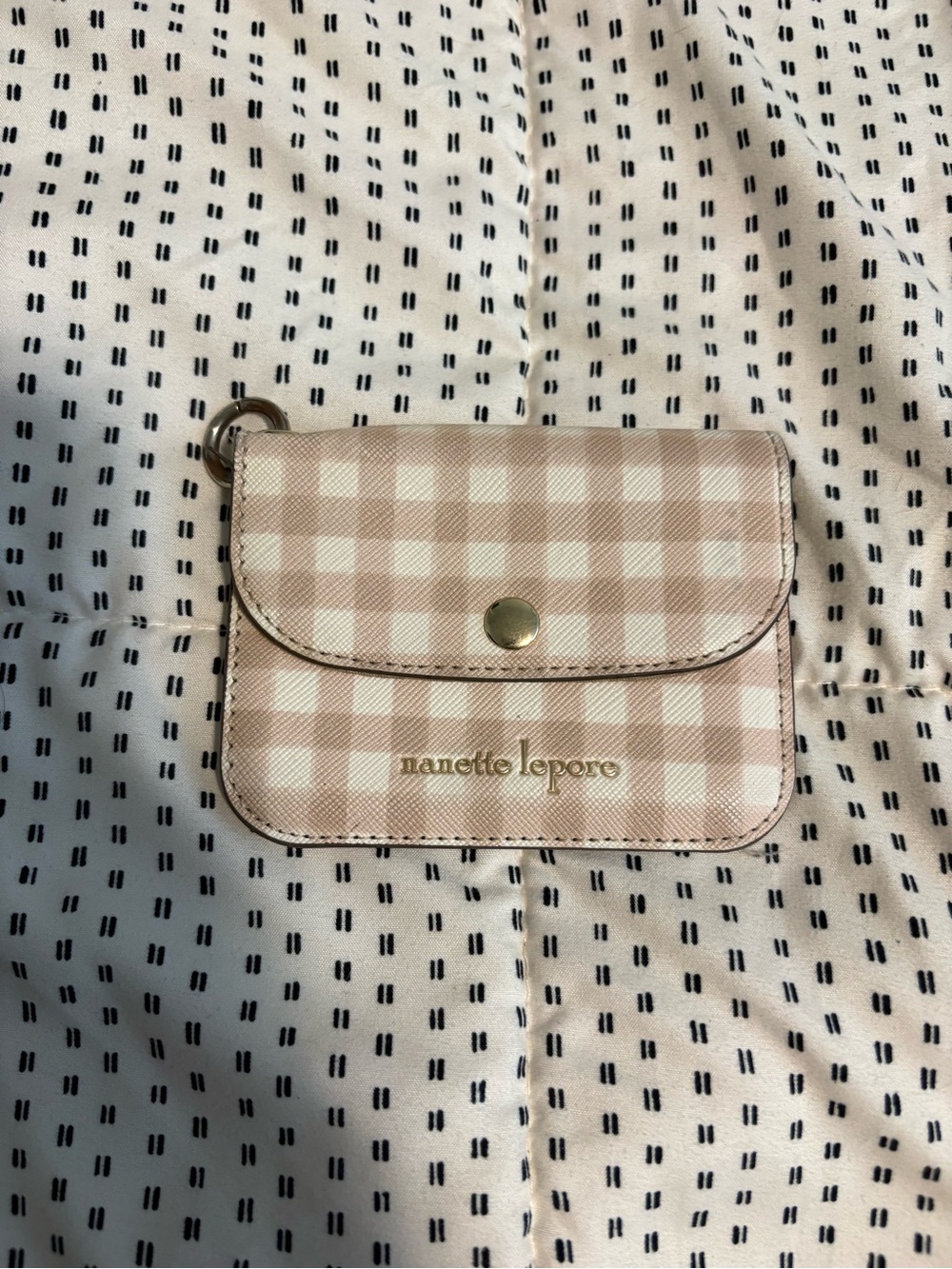 Nanette Lepore Pink and Cream Gingham Card Case